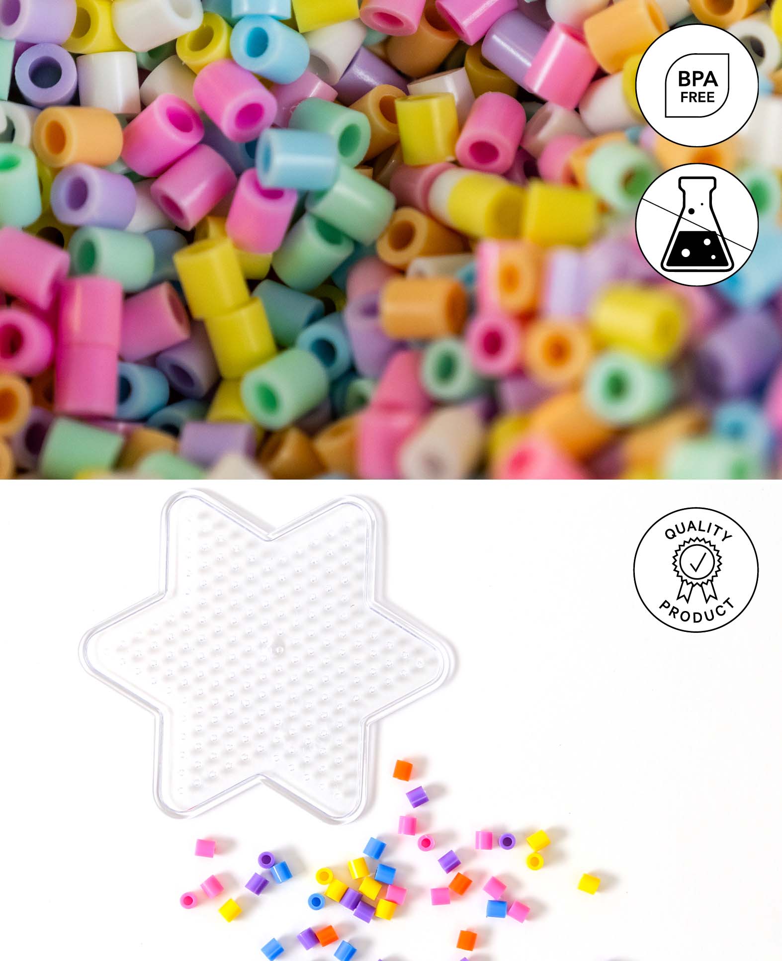 (5000er Set) Fluoreszierende Bügelperlen DIY Steckperlen inkl. Bügelpapier / Steckplatten - Bunt
