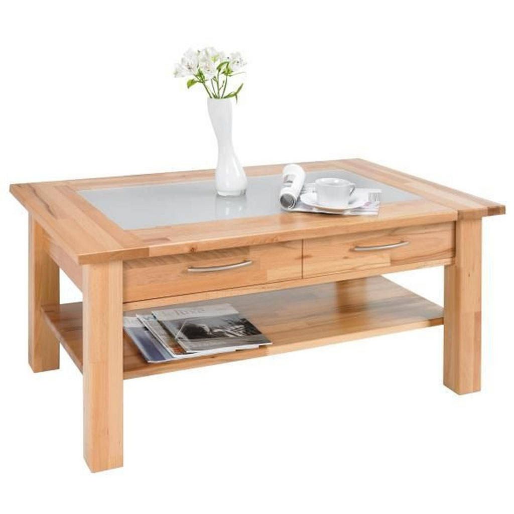 Linea Natura Couchtisch Buche Holz Glas Kernbuche vollmassiv