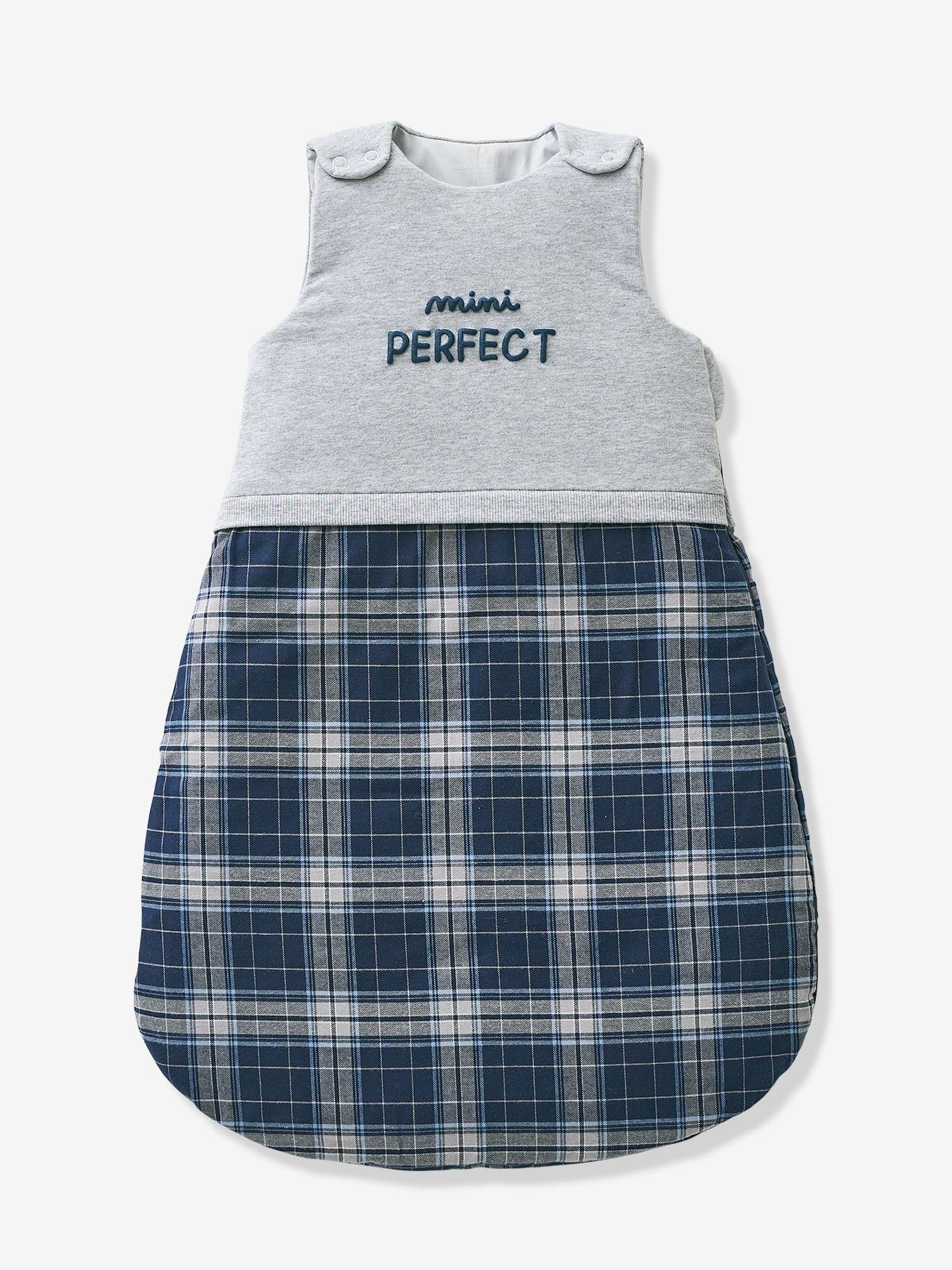 Saco de dormir Mini Perfect tamanho médio cinza mesclado com mangas removíveis.