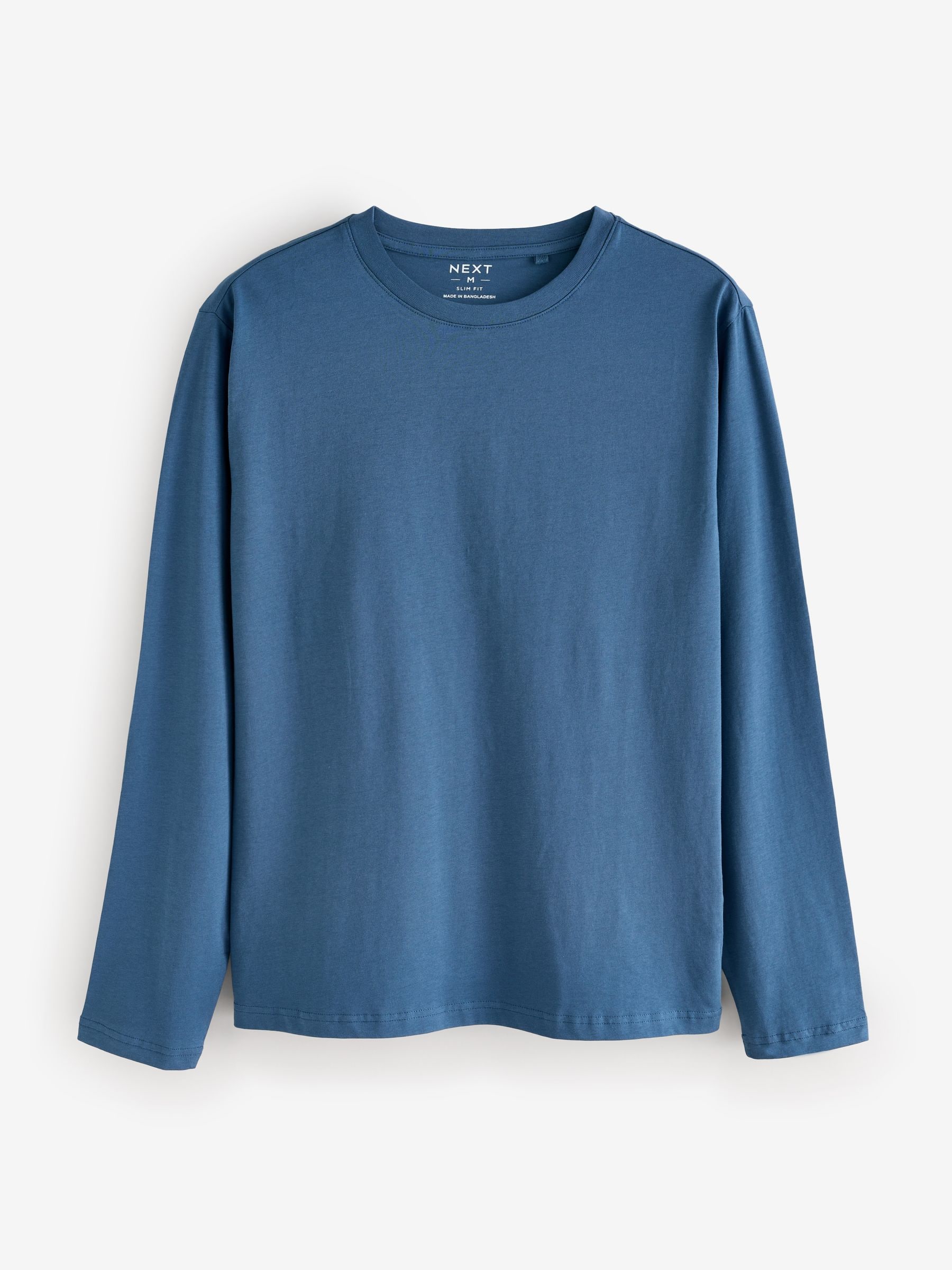 Zwart/Wit/Grijs/Blauw - Slim Fit - verpakking van 5 regular-fit T-shirts met lange mouwen van 100% katoen