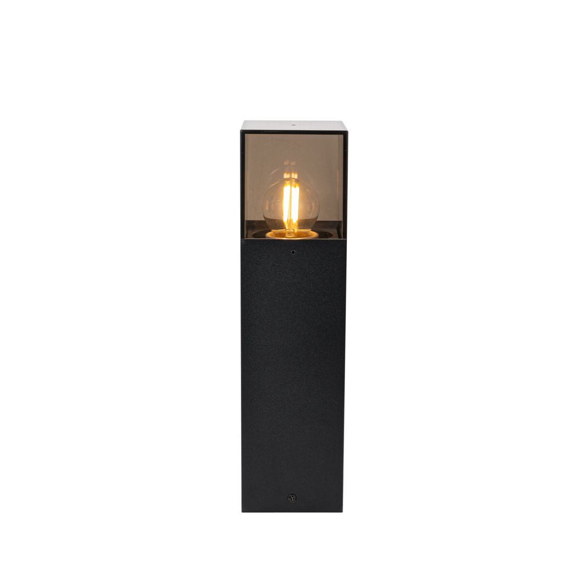 Buitenlamp zwart met smoke glas met grondpin en kabelmof 30cm IP44 - Denmark