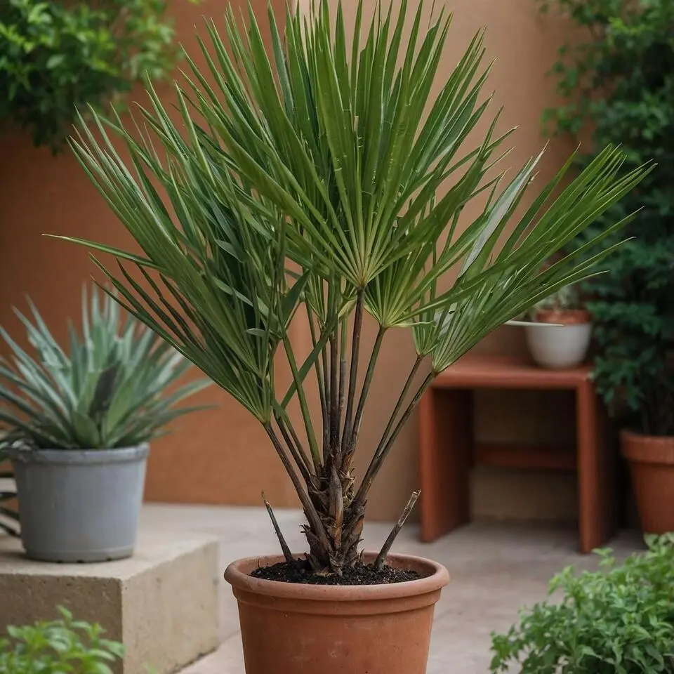 Dwergpalm - Set van 2 - Chamaerops humilis - Hoogte 50-60cm - ⌀15cm