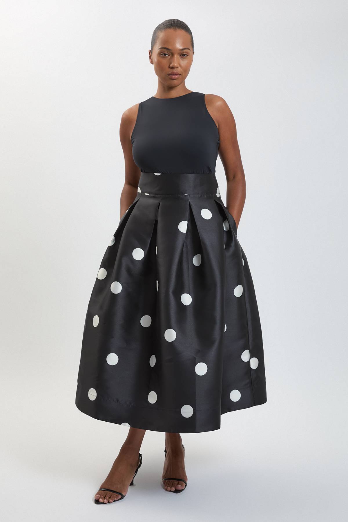 KarenMillen Jupe De Bal En Sergé Tissé À Pois Grande Taille
