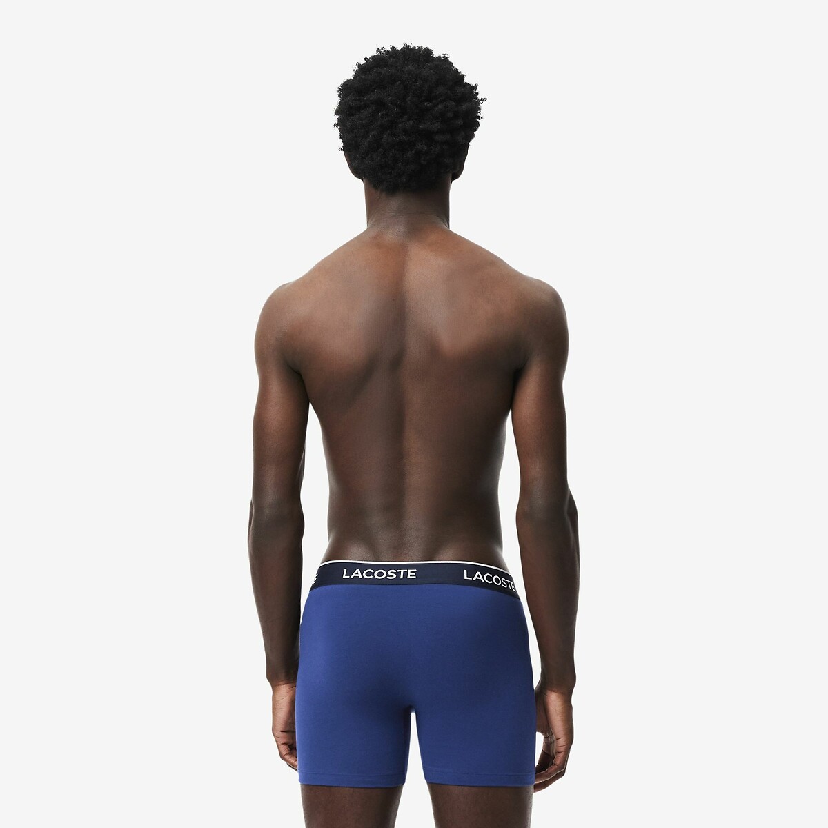 LACOSTE<br>Conjunto de 3 cuecas boxer lisas, algodão elástico
