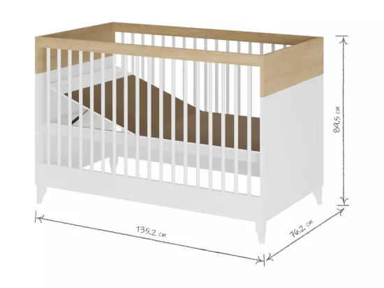 Mini Chambre bébé 70x130 cm panneaux de fibres blanc et bois DIXIE