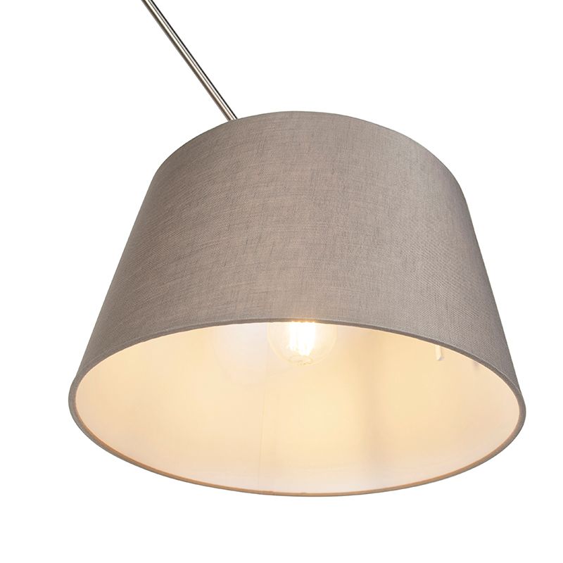 Hanglamp staal met linnen kap taupe 35 cm  - Blitz