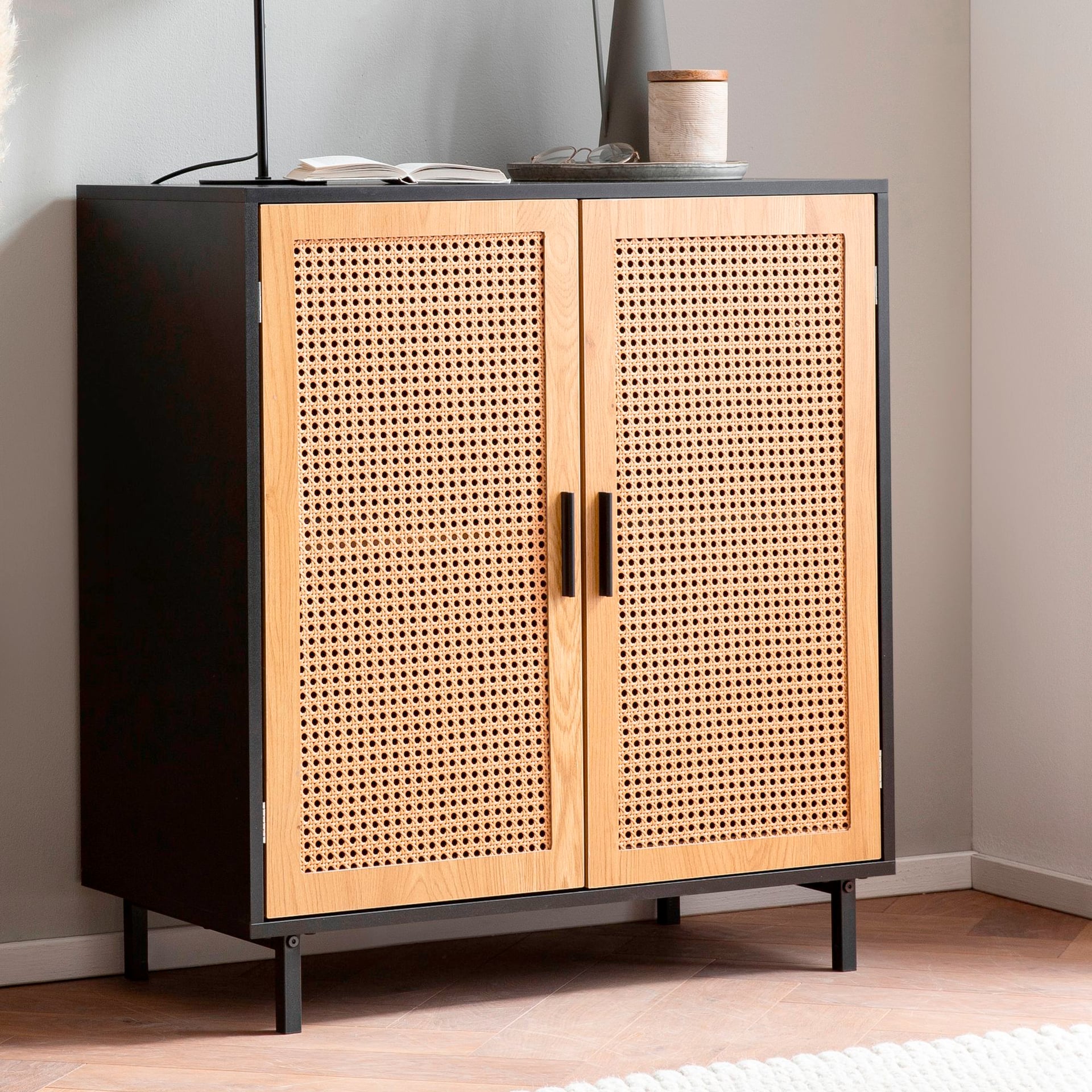 Sideboard 80 x 87 cm schwarz/braun