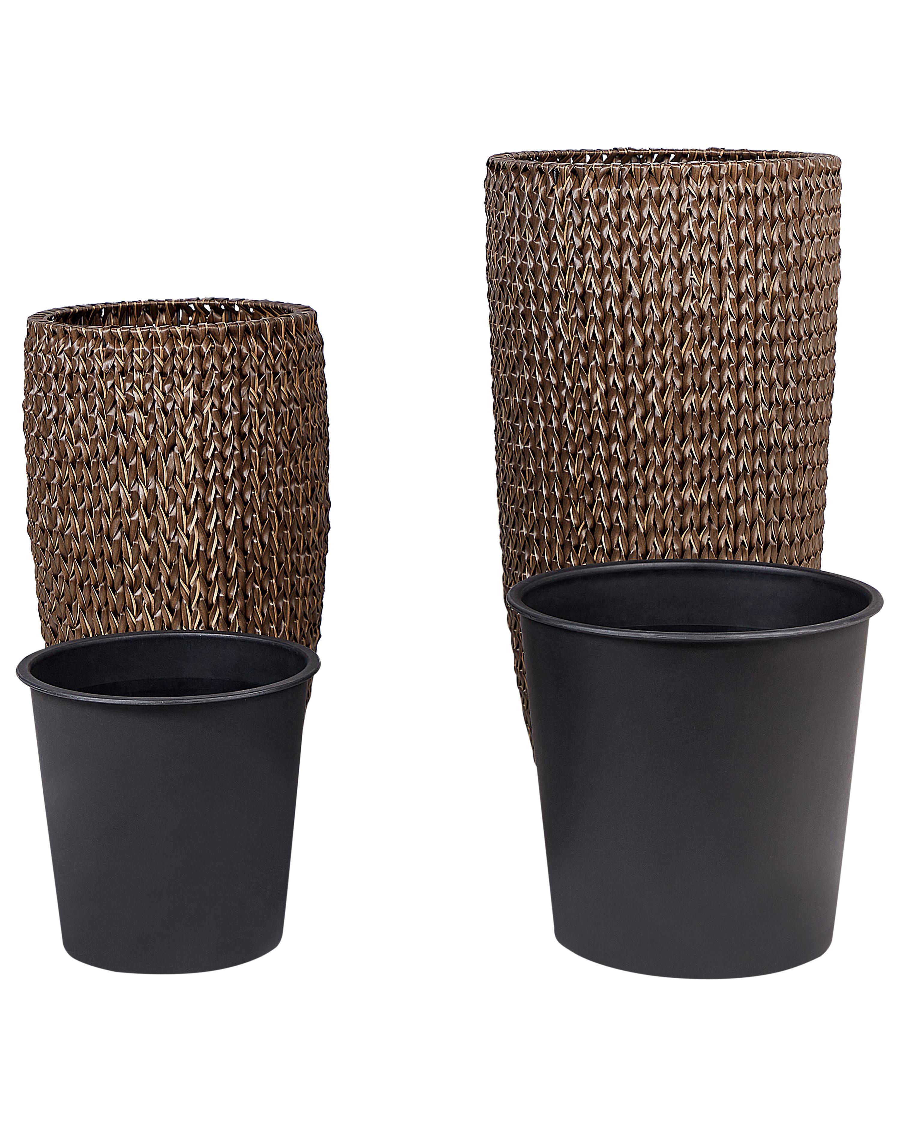 Set van 2 bloempotten CEDRUS PE rotan 37/45 cm Bruin