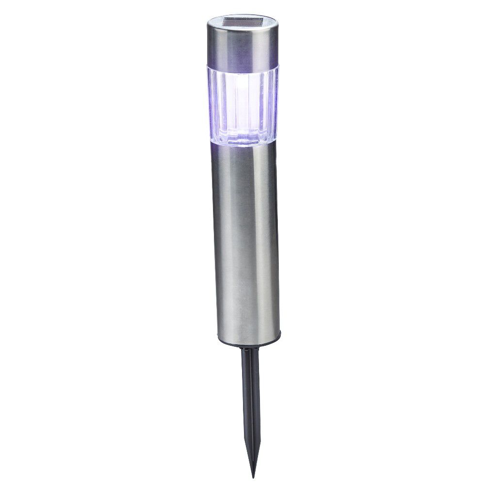 Borne solaire argenté à planter 1 LED blanc froid