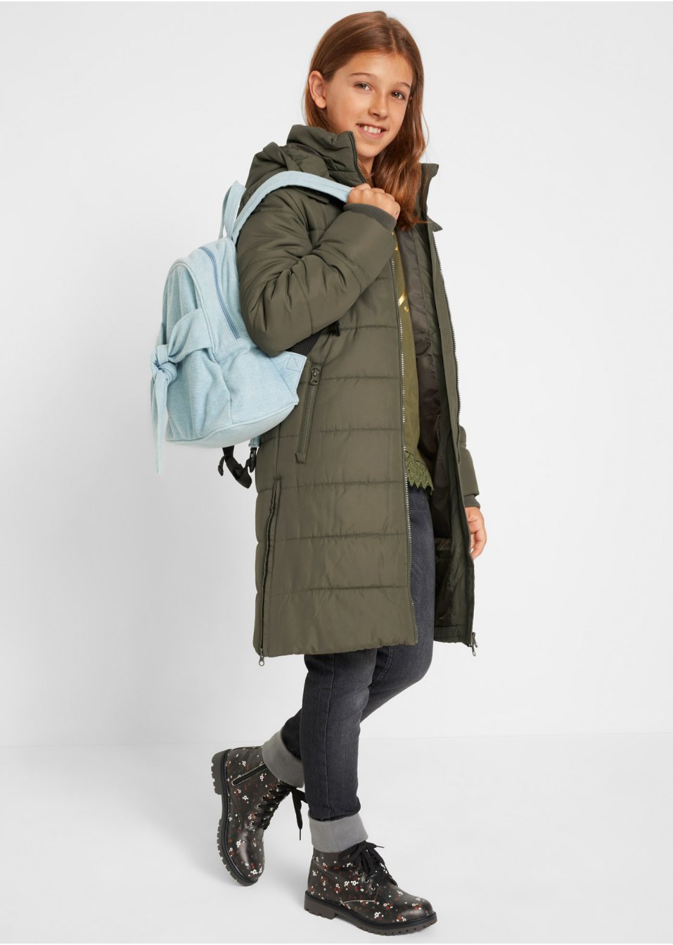 Veste matelassée fille avec capuche amovible