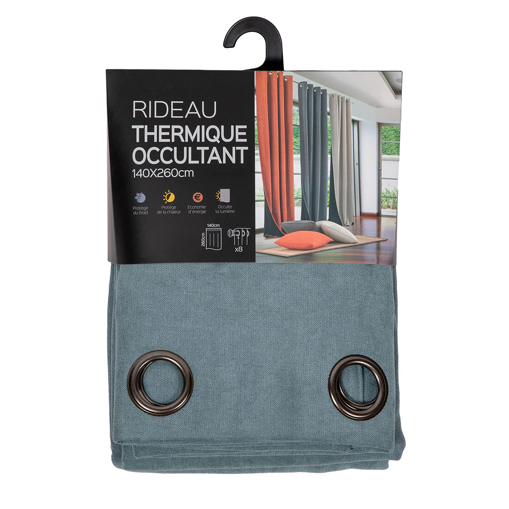 Rideau thermique occultant GALENA vert d'eau 140x260cm