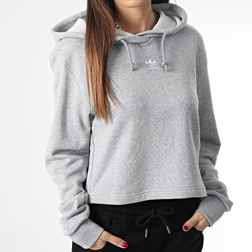 Sweat Capuche Femme Crop HM1835 Gris Chiné