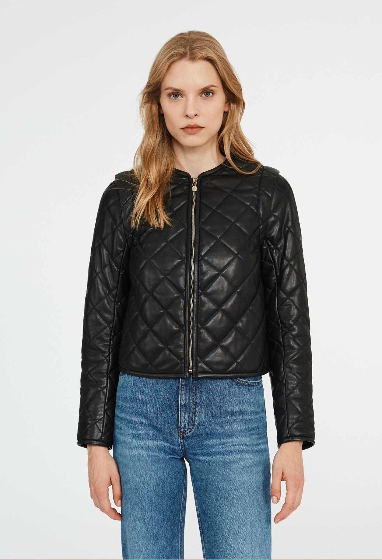 Blouson matelasse cuir