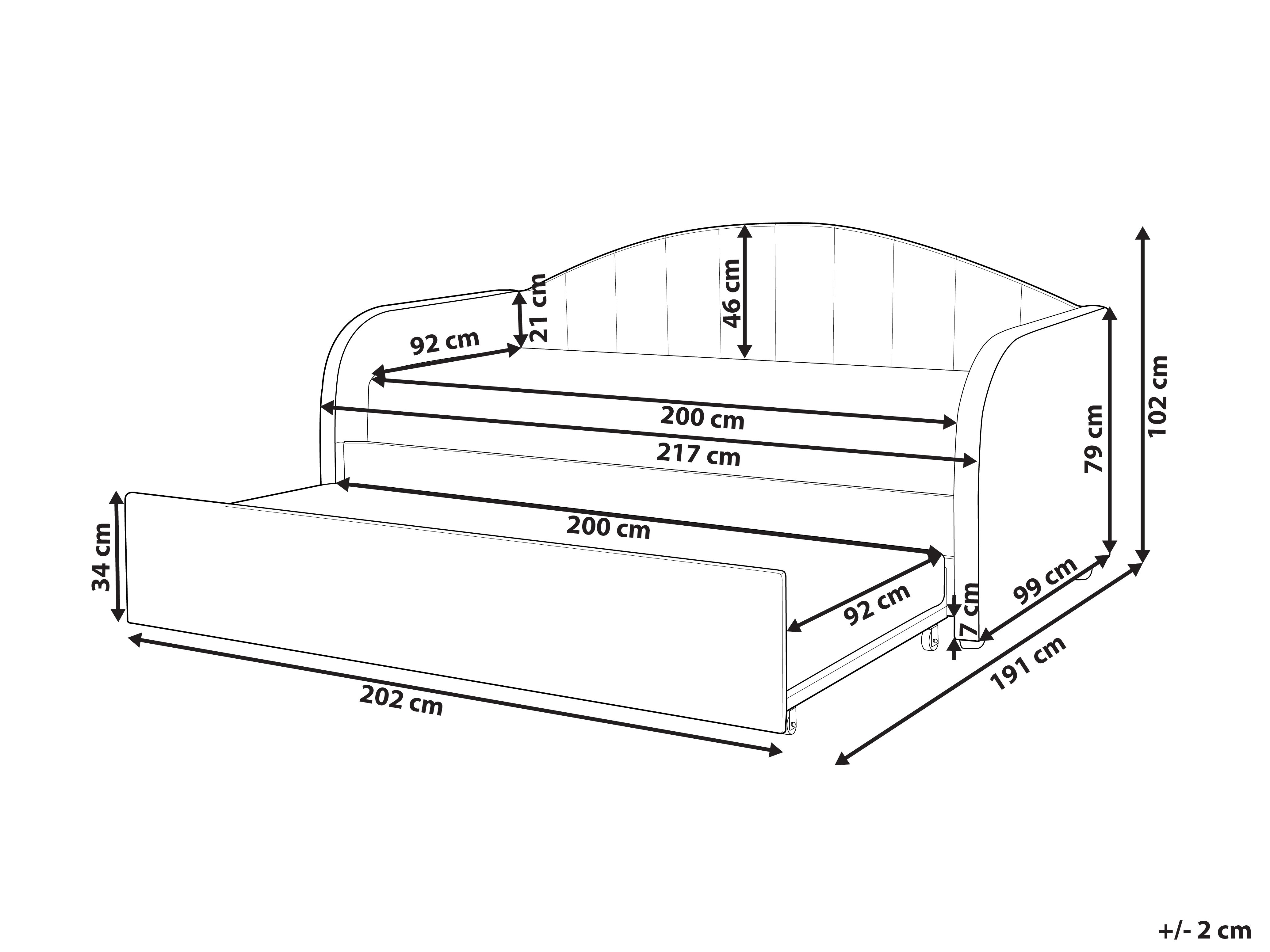 Onderschuifbed Bouclé EYBURIE 90 x 200 cm Lichtbeige