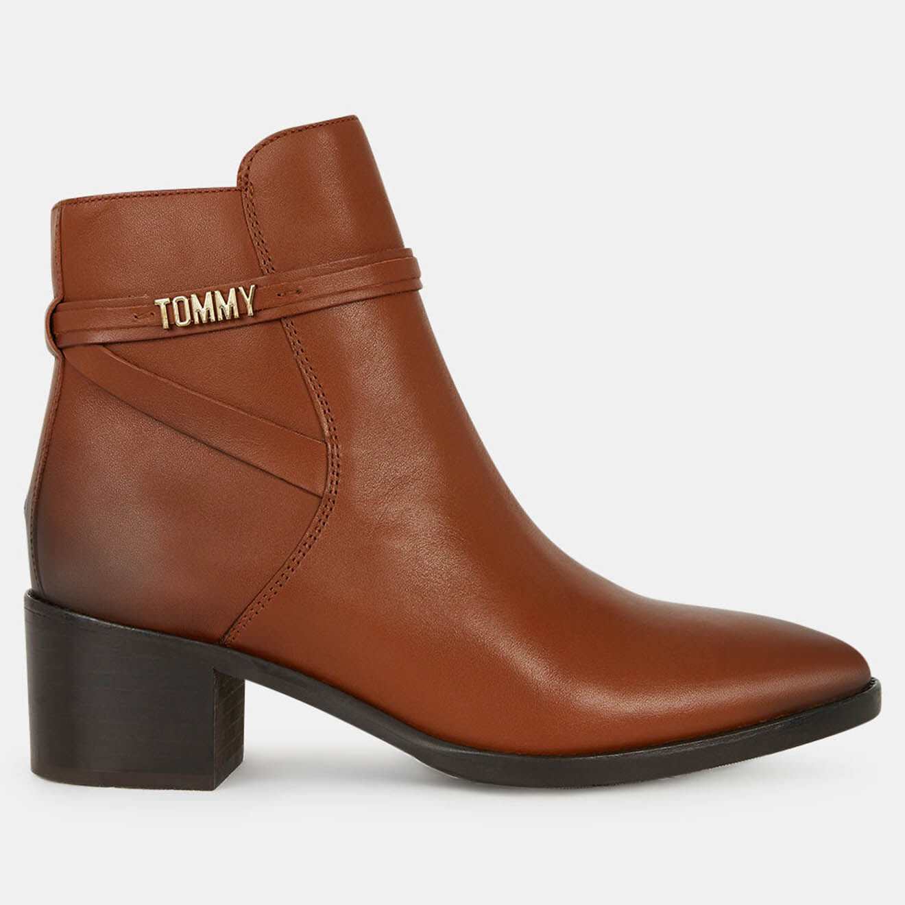 Tommy Hilfiger Bottines en Cuir à talon Brandi cognac - Talon 6 cm