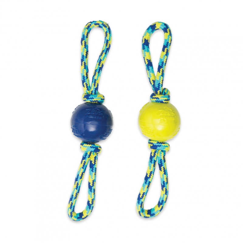 Brinquedo para cães Zeus Fitness Tug com corda dupla e bola em TPR, 40 cm