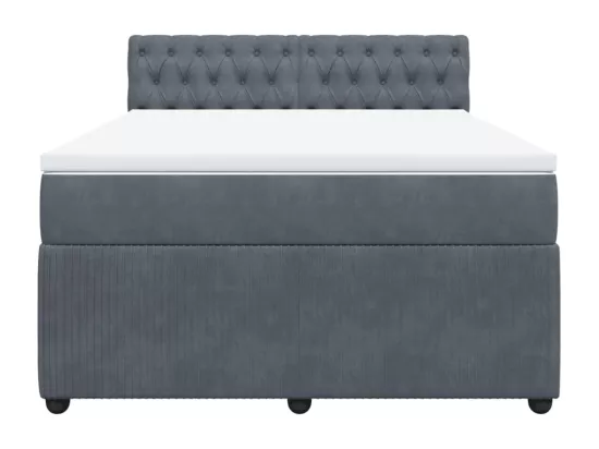 Sommier à lattes de lit et matelas Gris foncé 160x200cm Velours