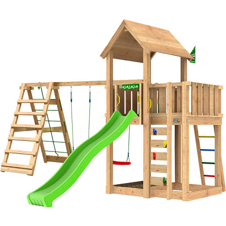 Jungle Gym Mansion 2.1 legetårn inkl. Climb Module, sand og rutsjebane