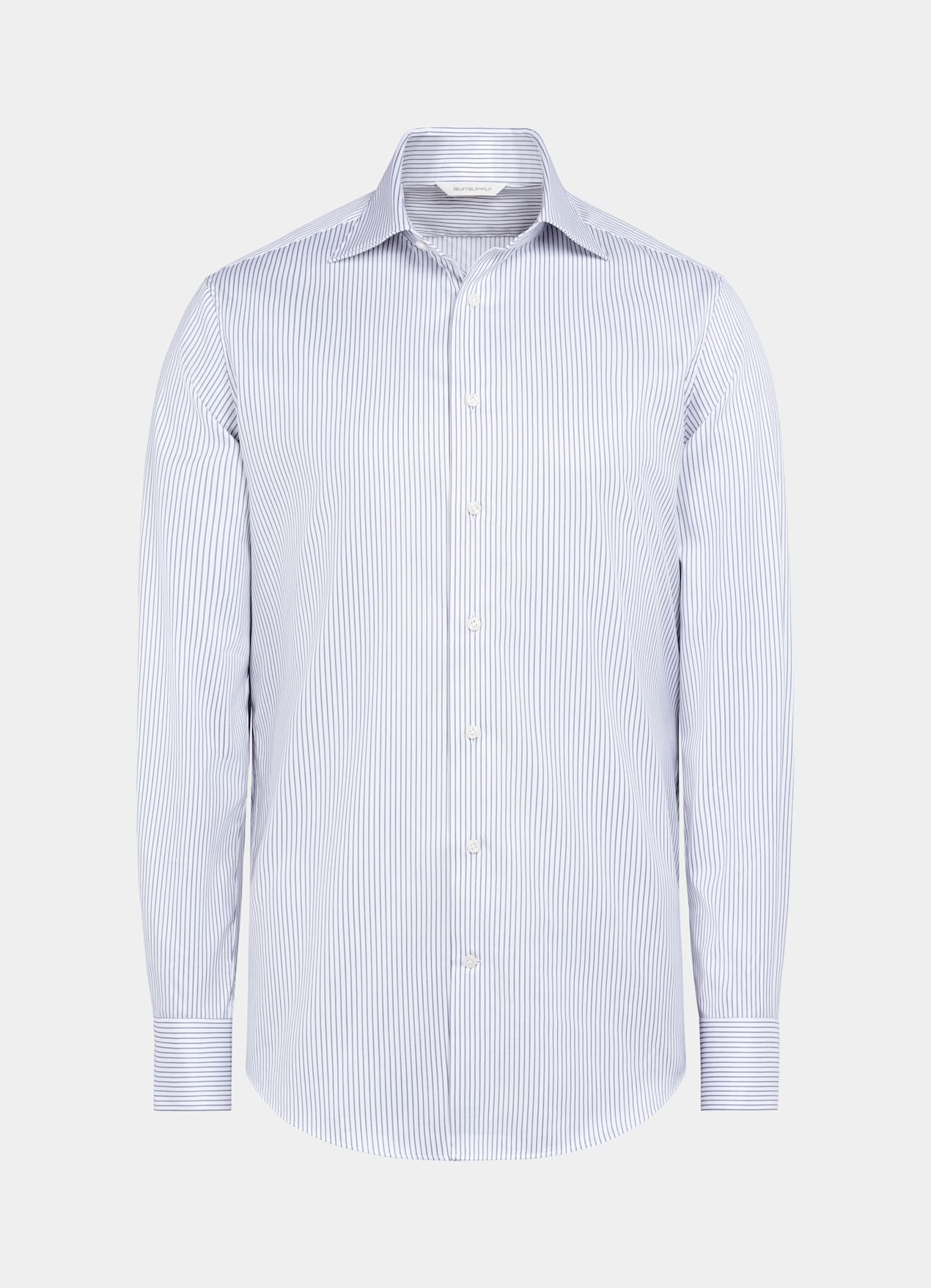 Chemise coupe ajustée en twill bleu marine à rayures