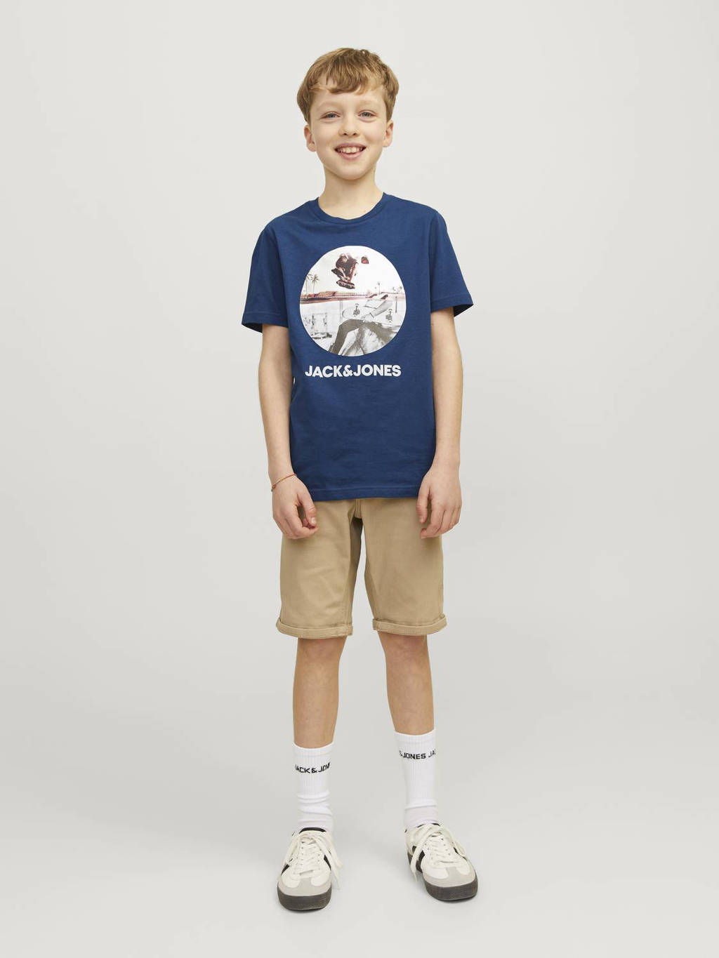 JACK & JONES T-shirt JJNAVIN met printopdruk donkerblauw