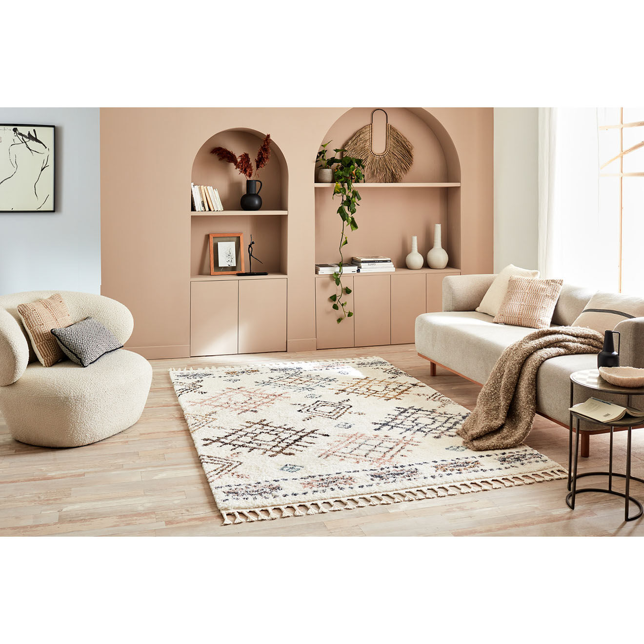 Nazar Rugs Tapis delya crème - 80x150 cm