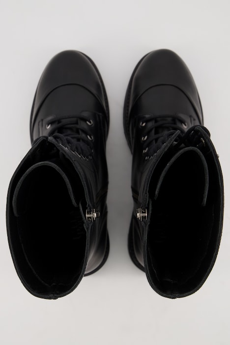 Leder-Schnürboots, Nappaleder, Neoprenferse, Weite H