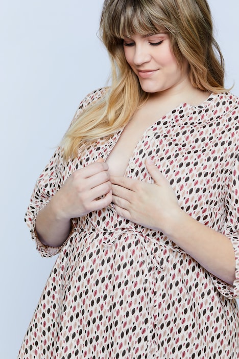 Bellieva-Bluse, Umstandsmode, Knopfleiste, 3/4-Ärmel, Biobaumwolle, GOTS
