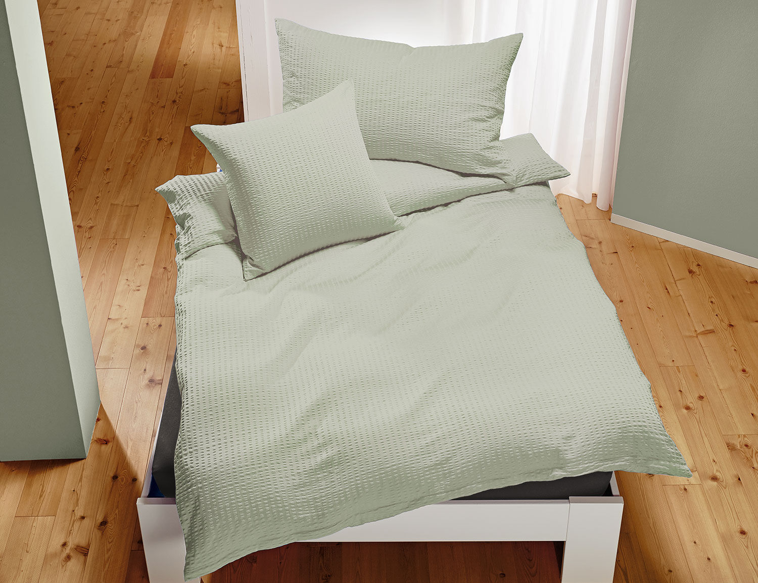 Bettwäsche Uni Satin-Seersucker