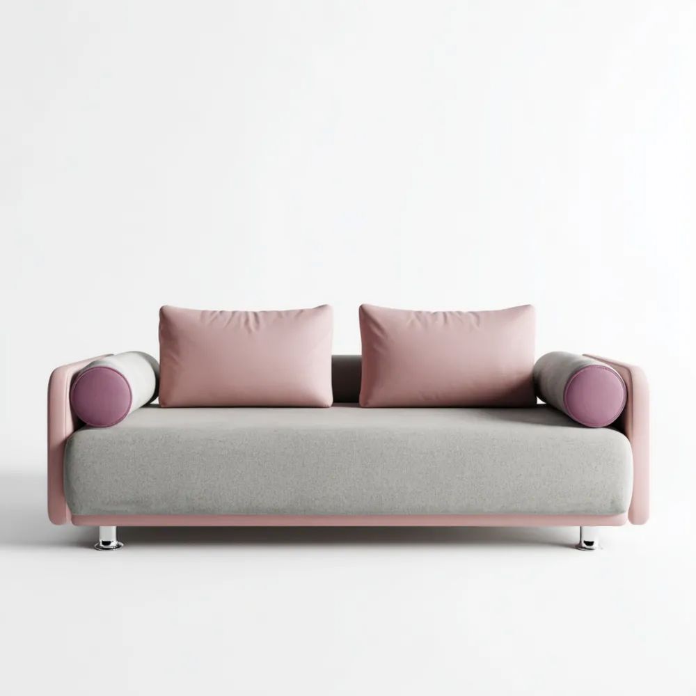 2-Sitzer-Sofa 180x85x75 cm – Stoffpolsterung – Grau/Rosa – Modernes De