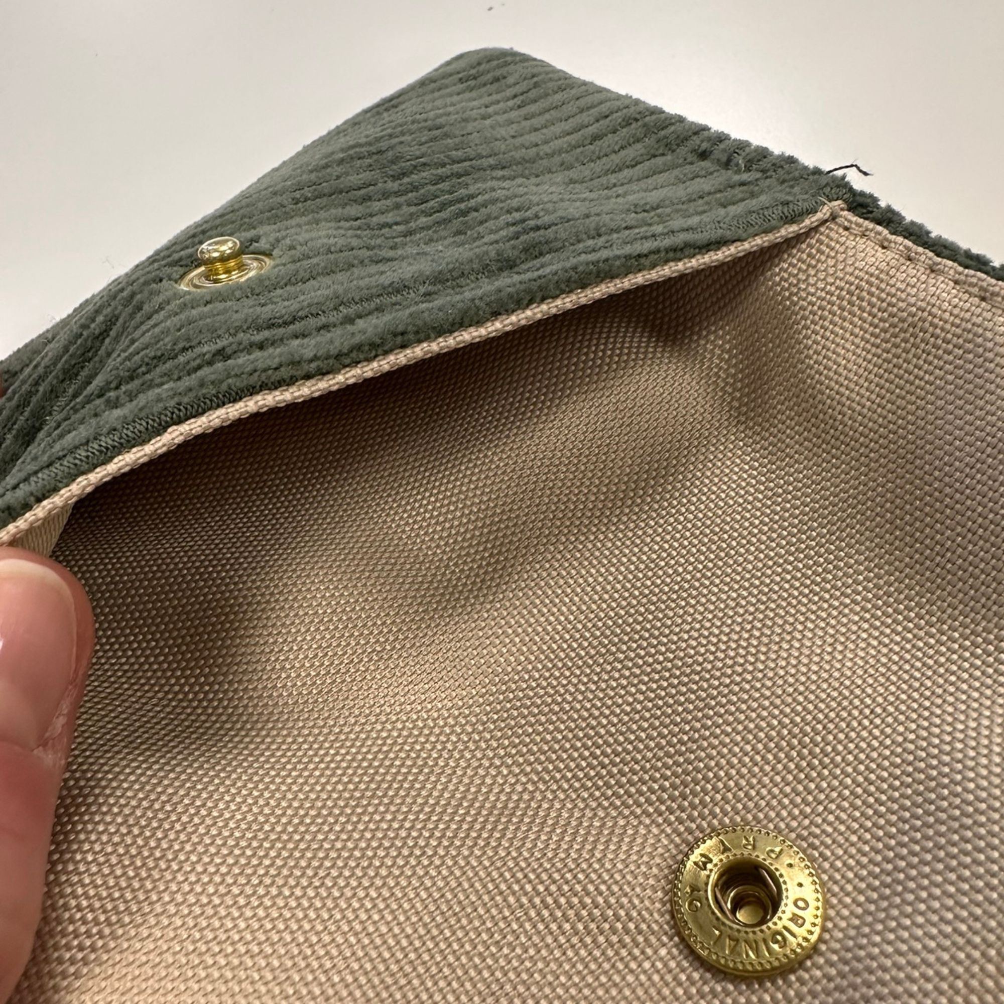 Mini Pochette Porte-Monnaie Velours Côtelé Kaki