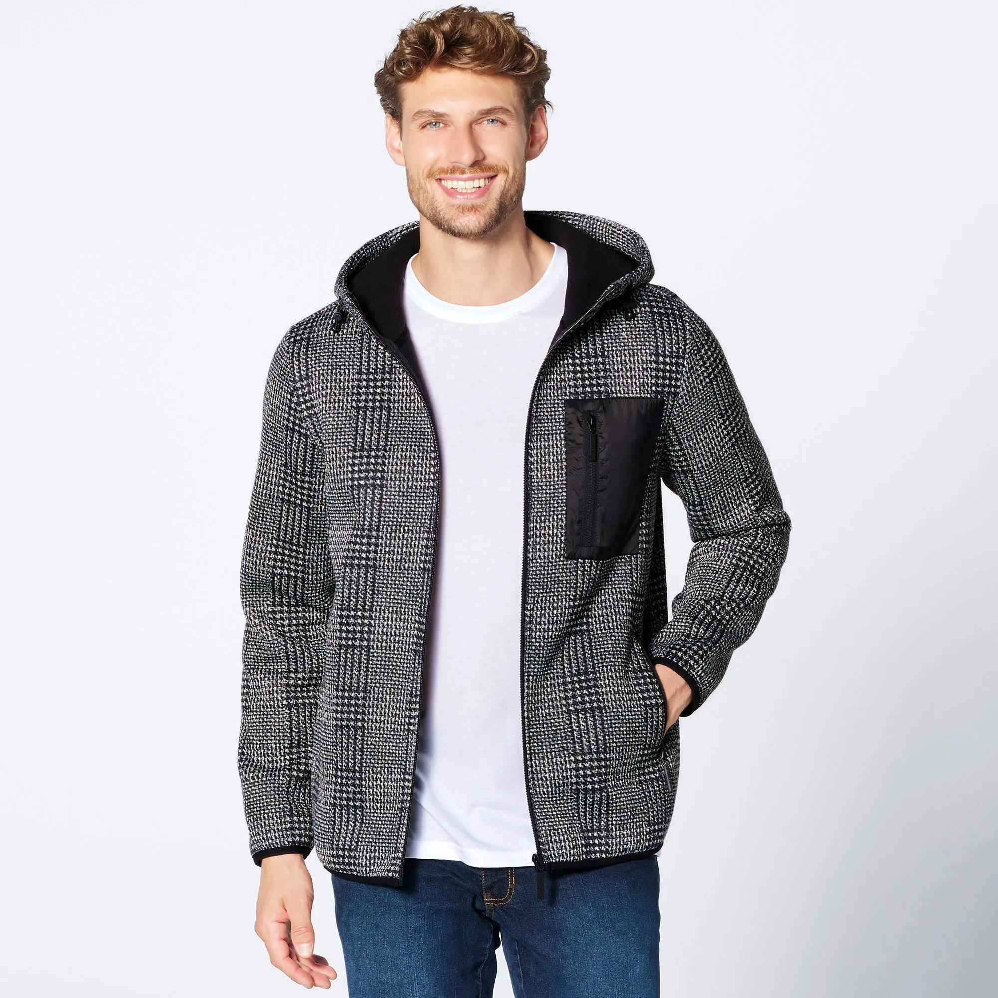 Herren-Fleecejacke mit Kapuze