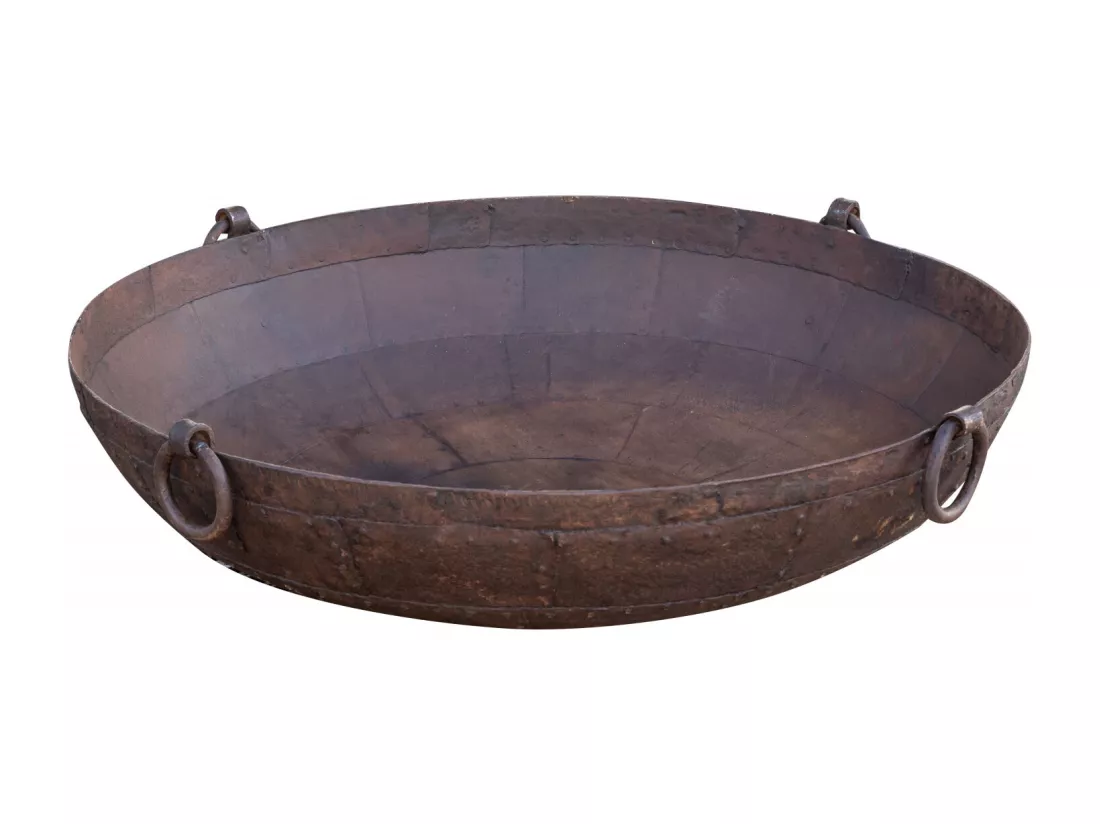BISCOTTINI Brasero - Fer Forgé Finition Antique - Foyer Extérieur en Métal - Brasero - Coupe à Feu d'Extérieur - Décoratif - Jardin - Coupe en Fer Vintage - 148x148x36cm