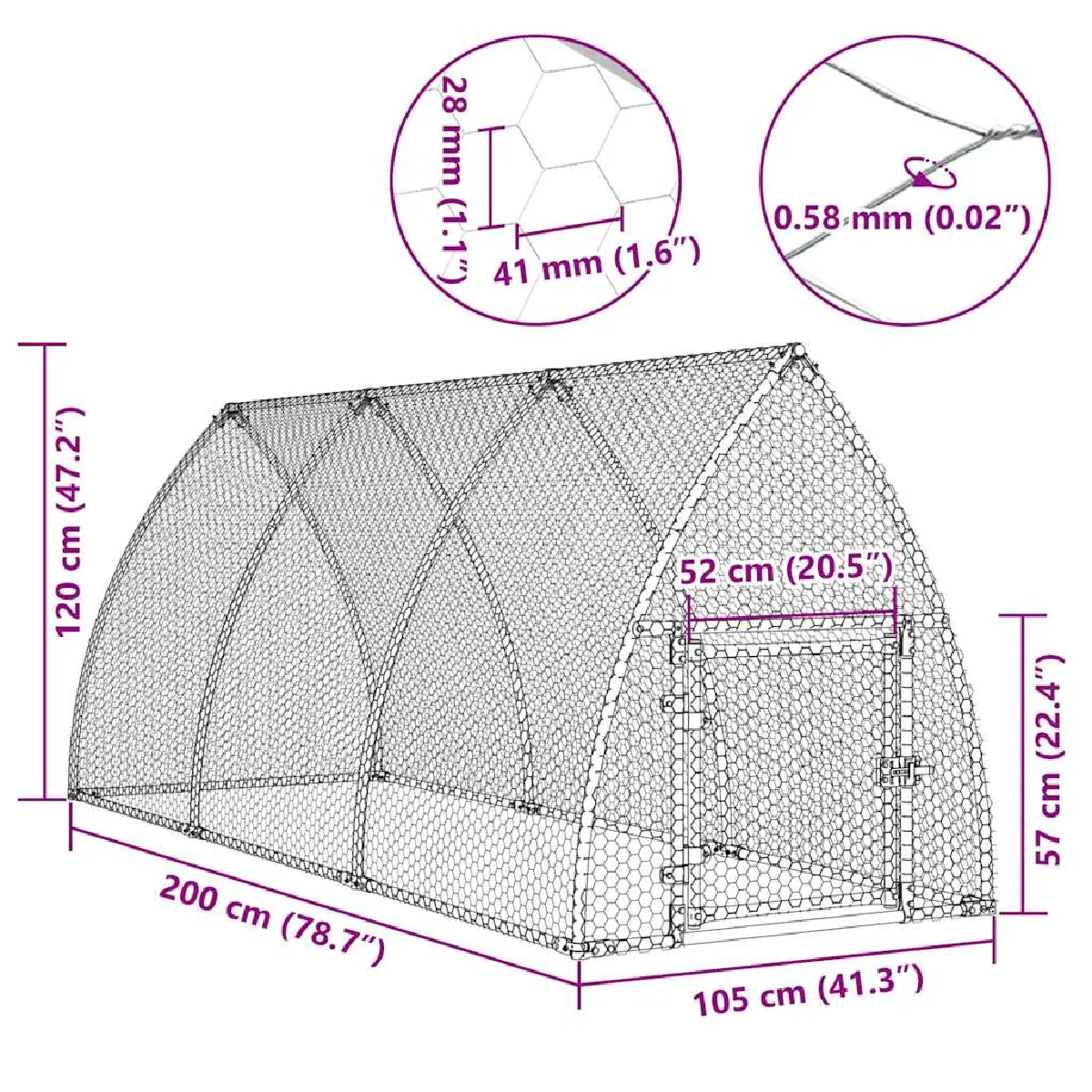 vidaXL Cage pour poules 300x105x120 cm