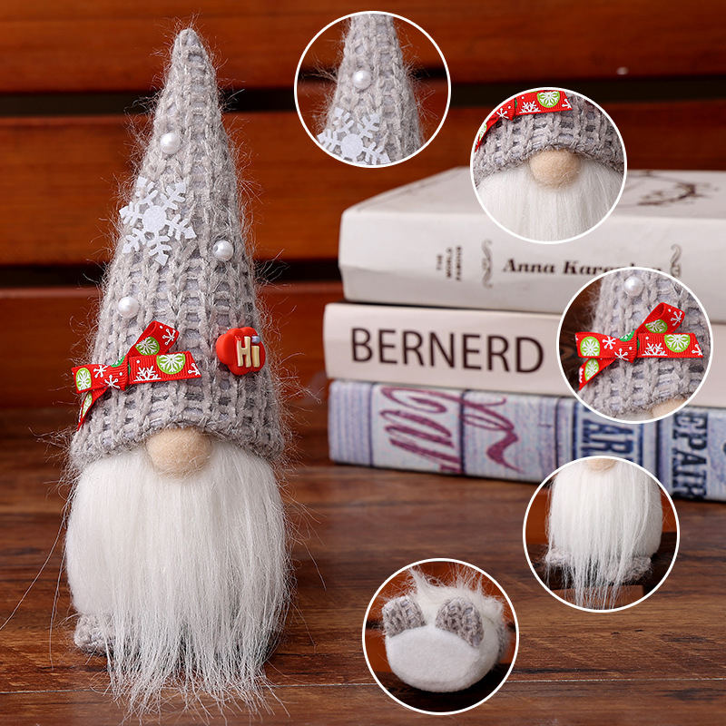 (22x8cm) Weihnachts Wichtel Home Deko Schwedischer Plüsch Zwerg - Grau