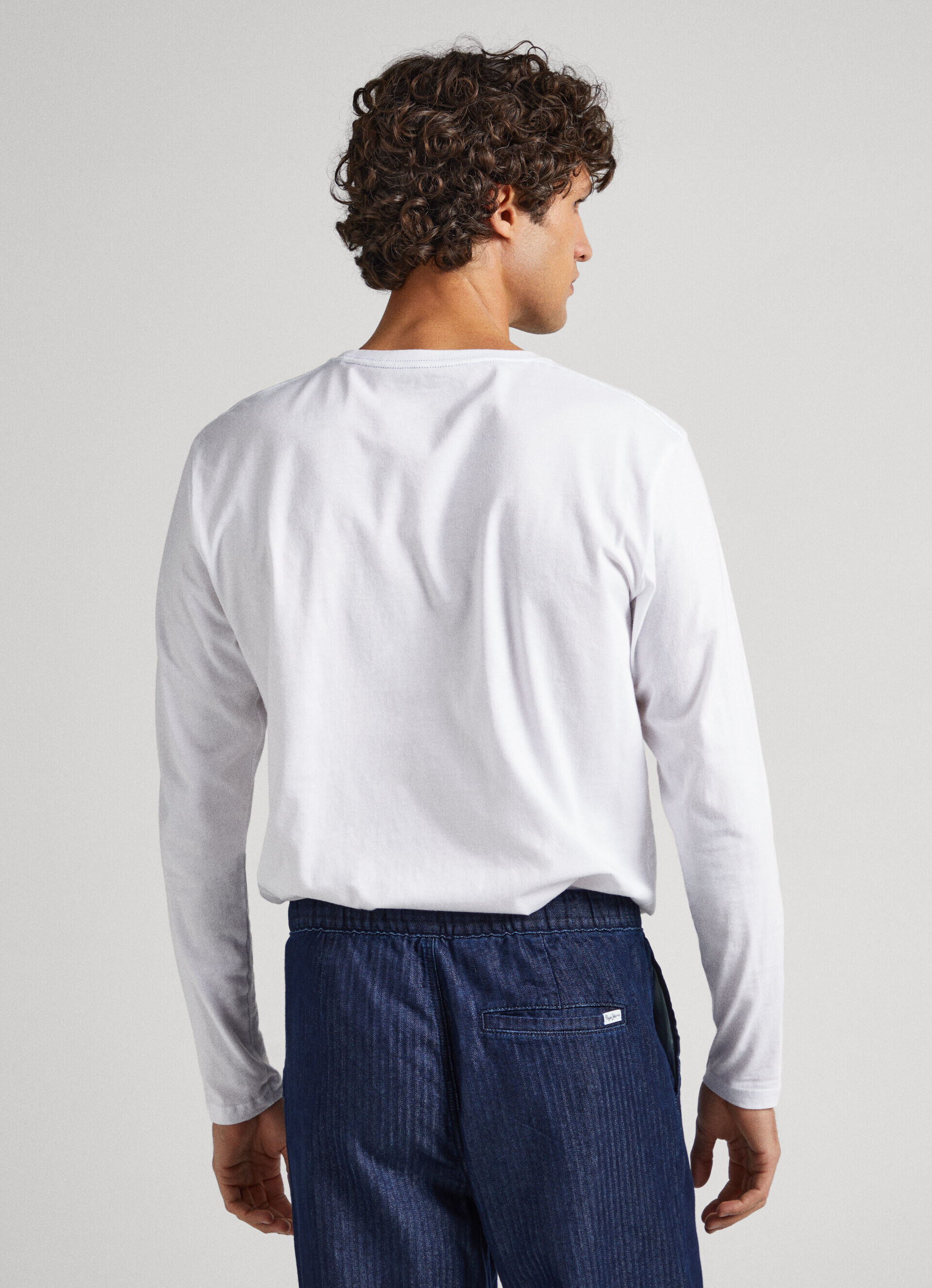 Camiseta de algodão com logotipo estampado - branca