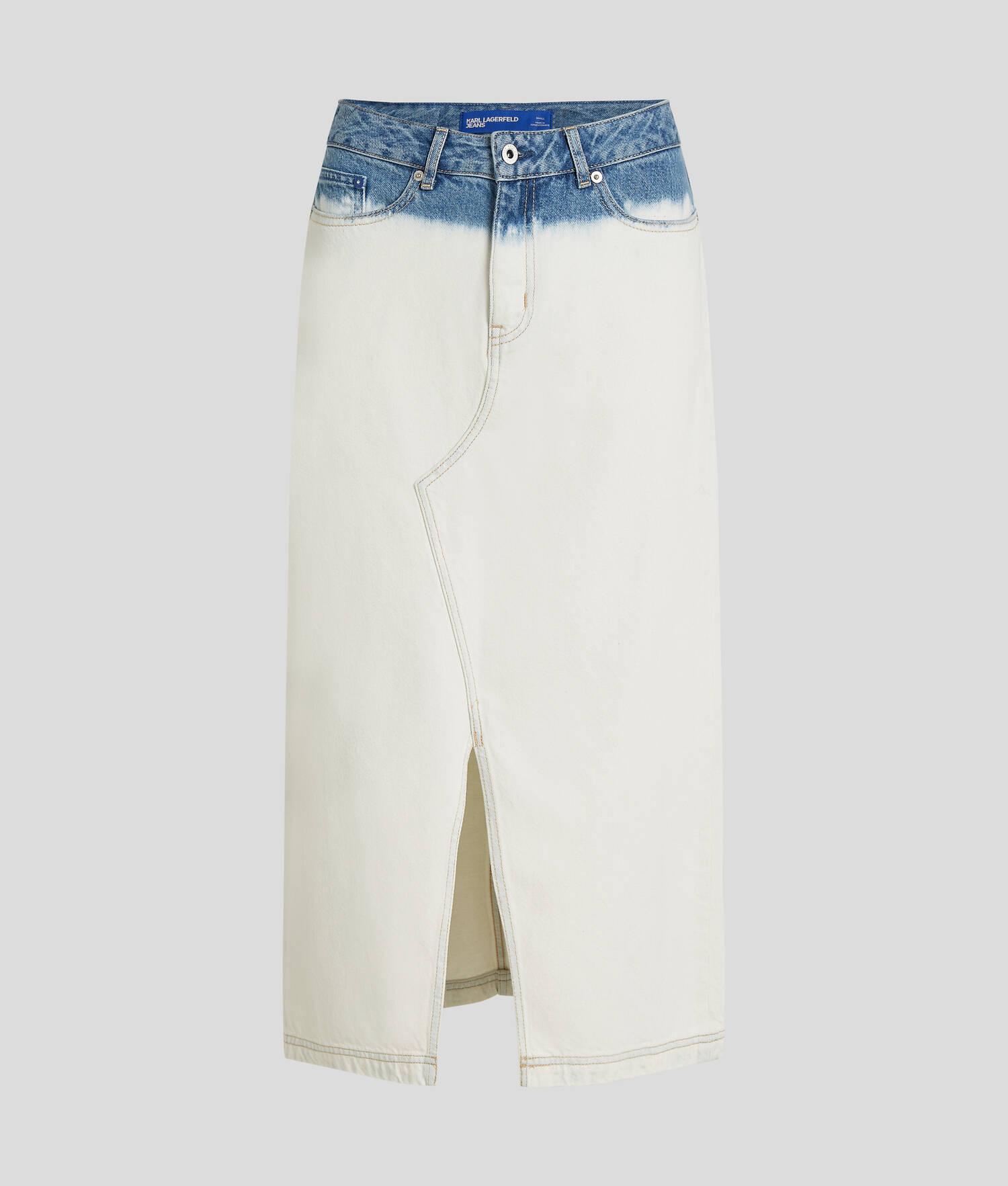 JUPE MIDI EN DENIM EFFET OMBRÉ - Bleu Ombre