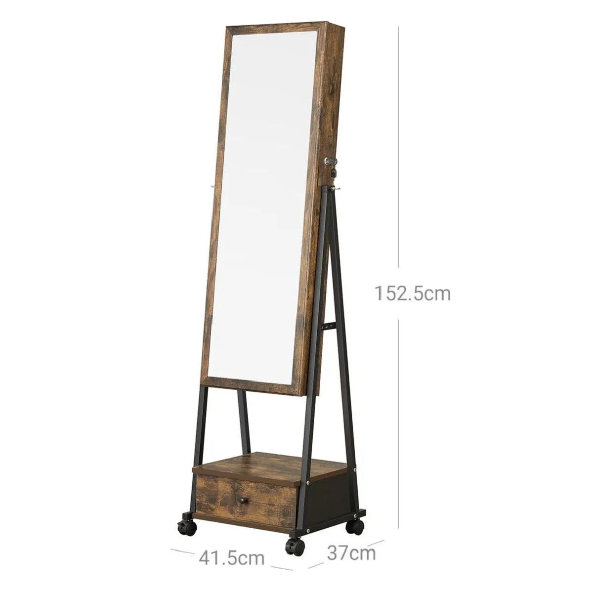 Helloshop26 Armoire à bijoux sur pieds - Marron rustique/Noir