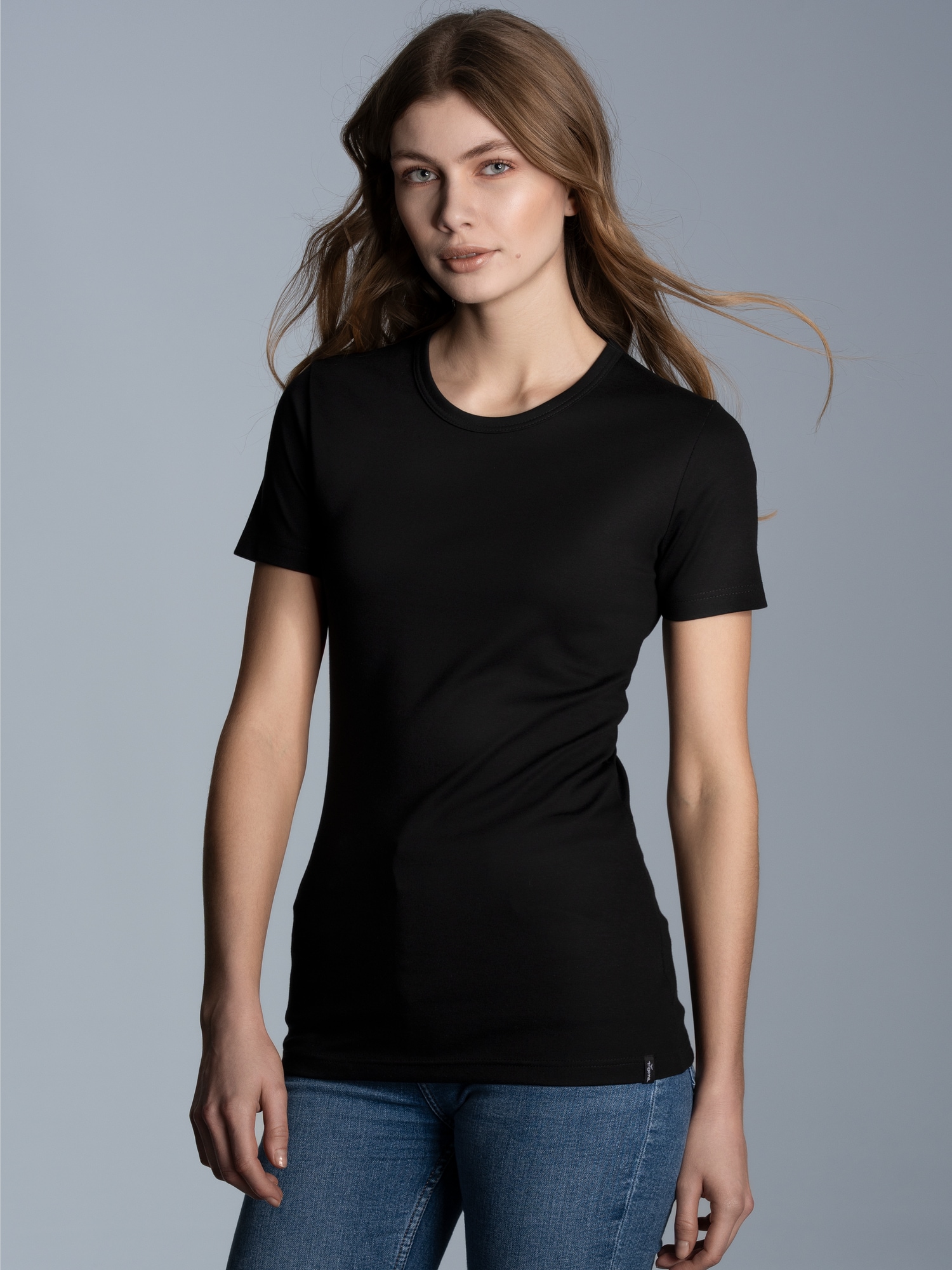 T-Shirt aus Baumwolle/Elastan Schwarz