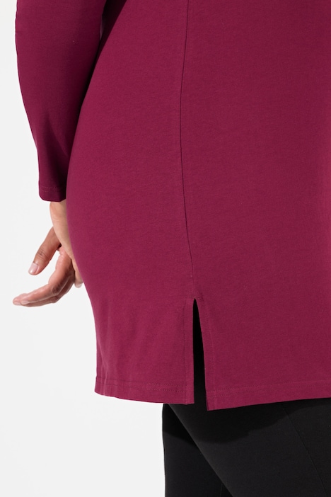 Longshirt, A-Linie, Keyhole, Rundhals, Langarm