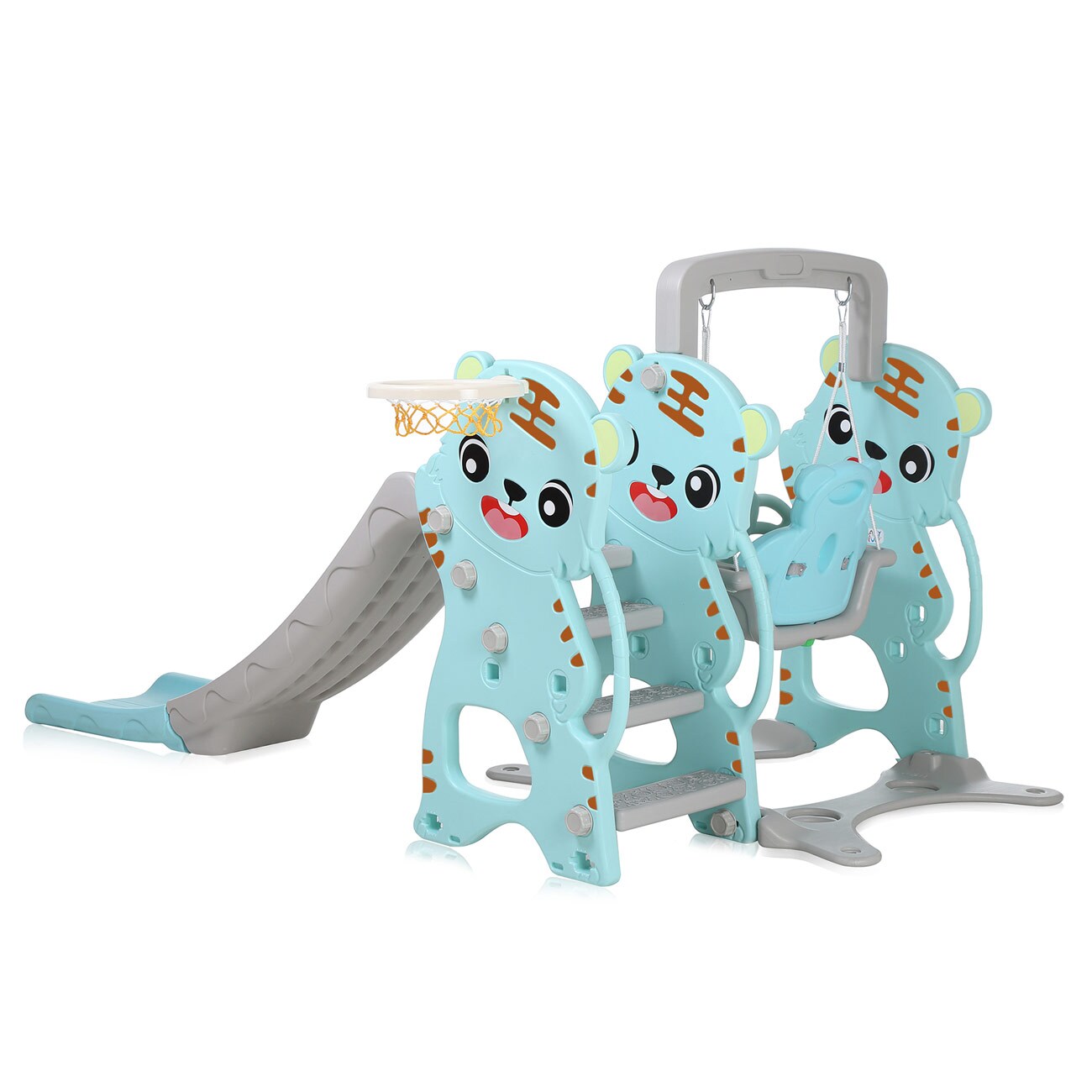 Baby Vivo Spielplatzschaukel / Spielgerüst mit Rutsche für Indoor Outdoor in Türkis / Grau