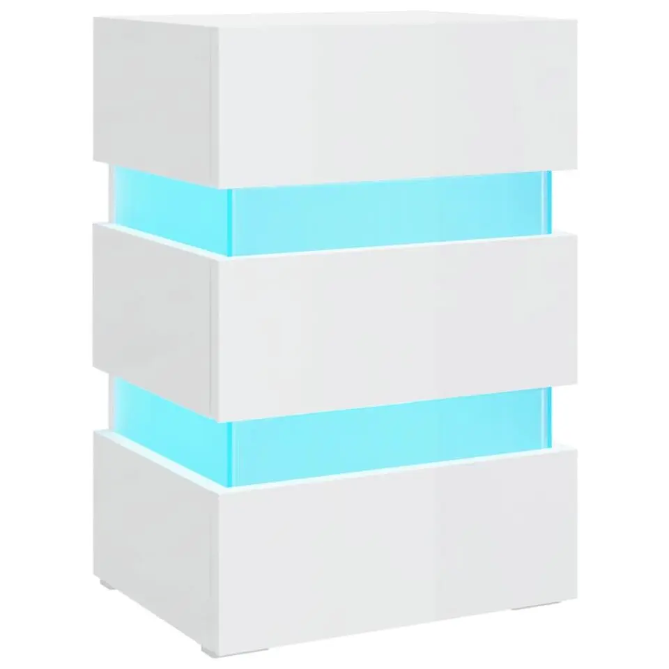 VidaXL Nachtkastje LED 45x35x67 cm bewerkt hout hoogglans wit