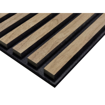 Lattenwand tegel 55,3x55,3 cm walnoot dikte 22 mm (2 stuks per pak) 0,612m²