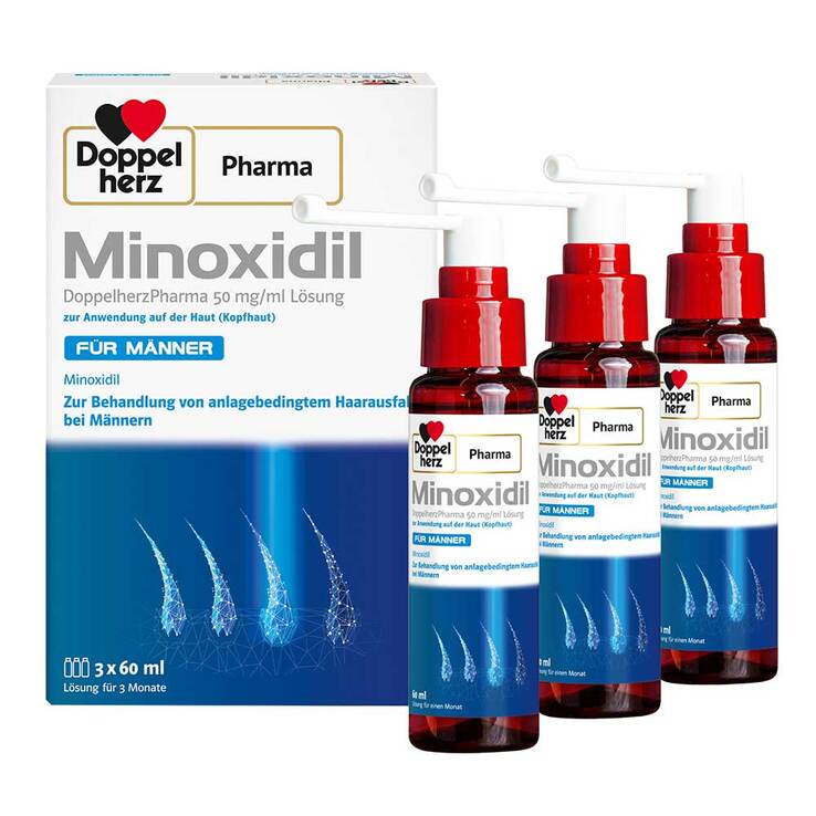 MINOXIDIL DoppelherzPharma 50 mg/ml Lösung für Männer, 3X60 ml