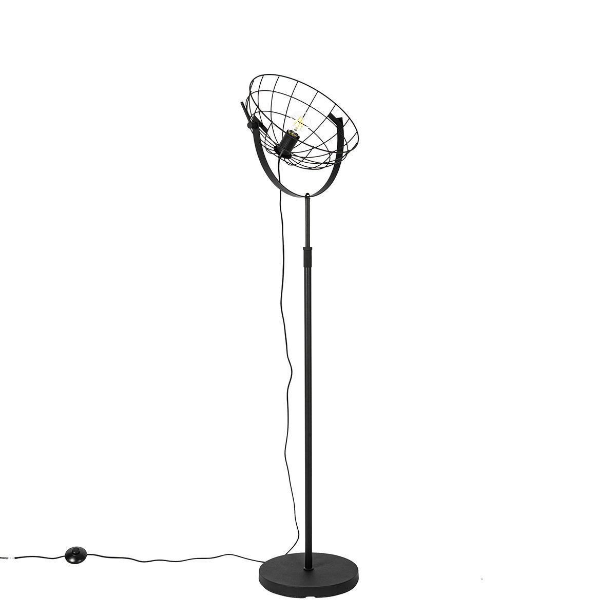 Industriële vloerlamp zwart 35 cm verstelbaar - Hanze