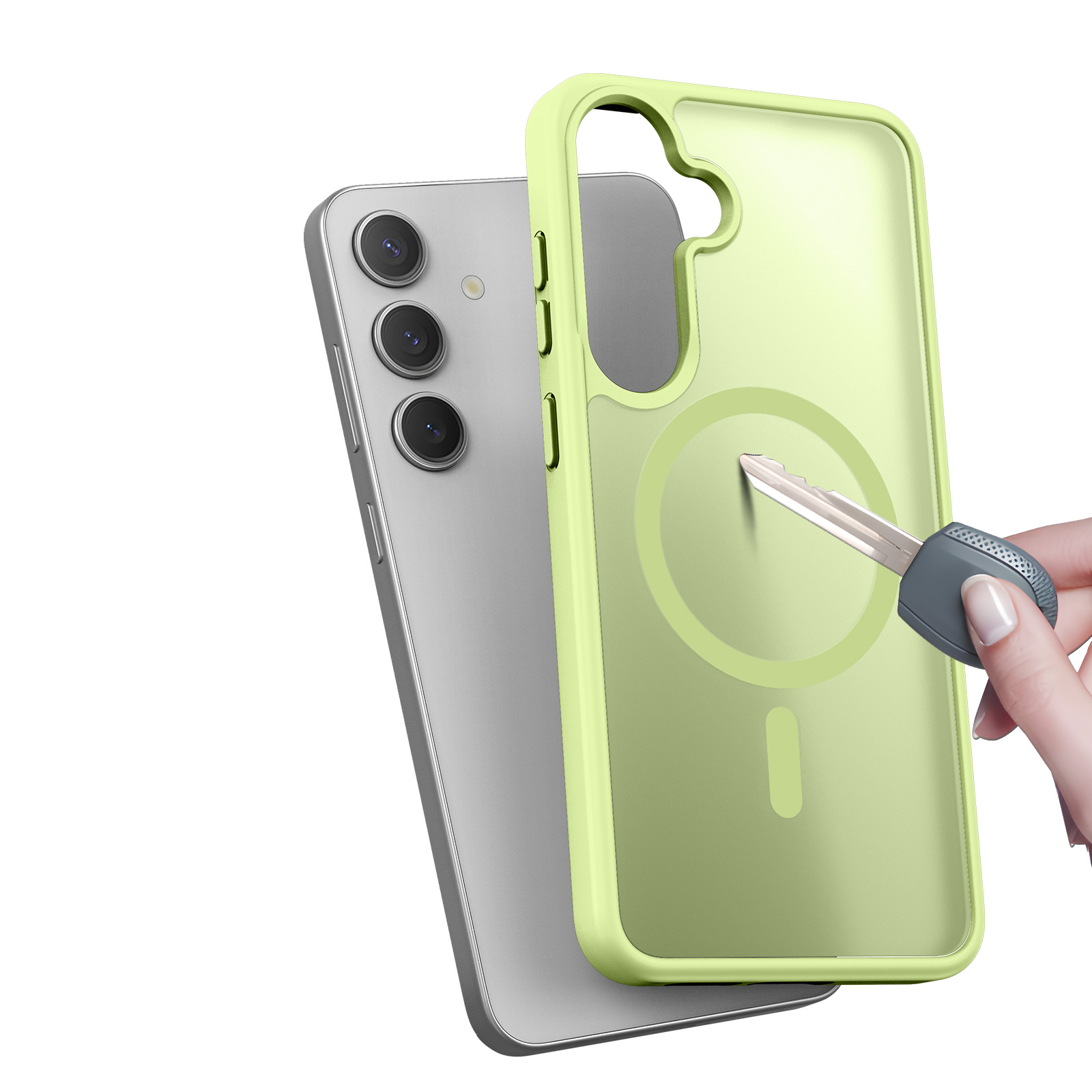 Samsung Galaxy S25 Hybrid Hardcase Hülle mit TPU Bumper MagSafe-Modul - Grün