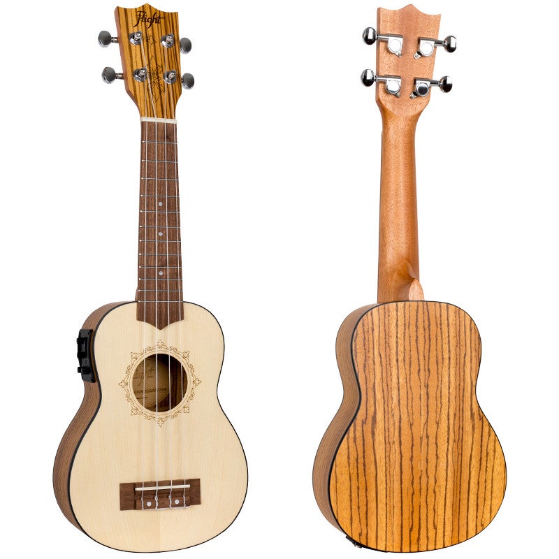 Flight Designer Series DUS320 CEQ SP/ZEB elektrisch-akoestische sopraan ukelele met gigbag