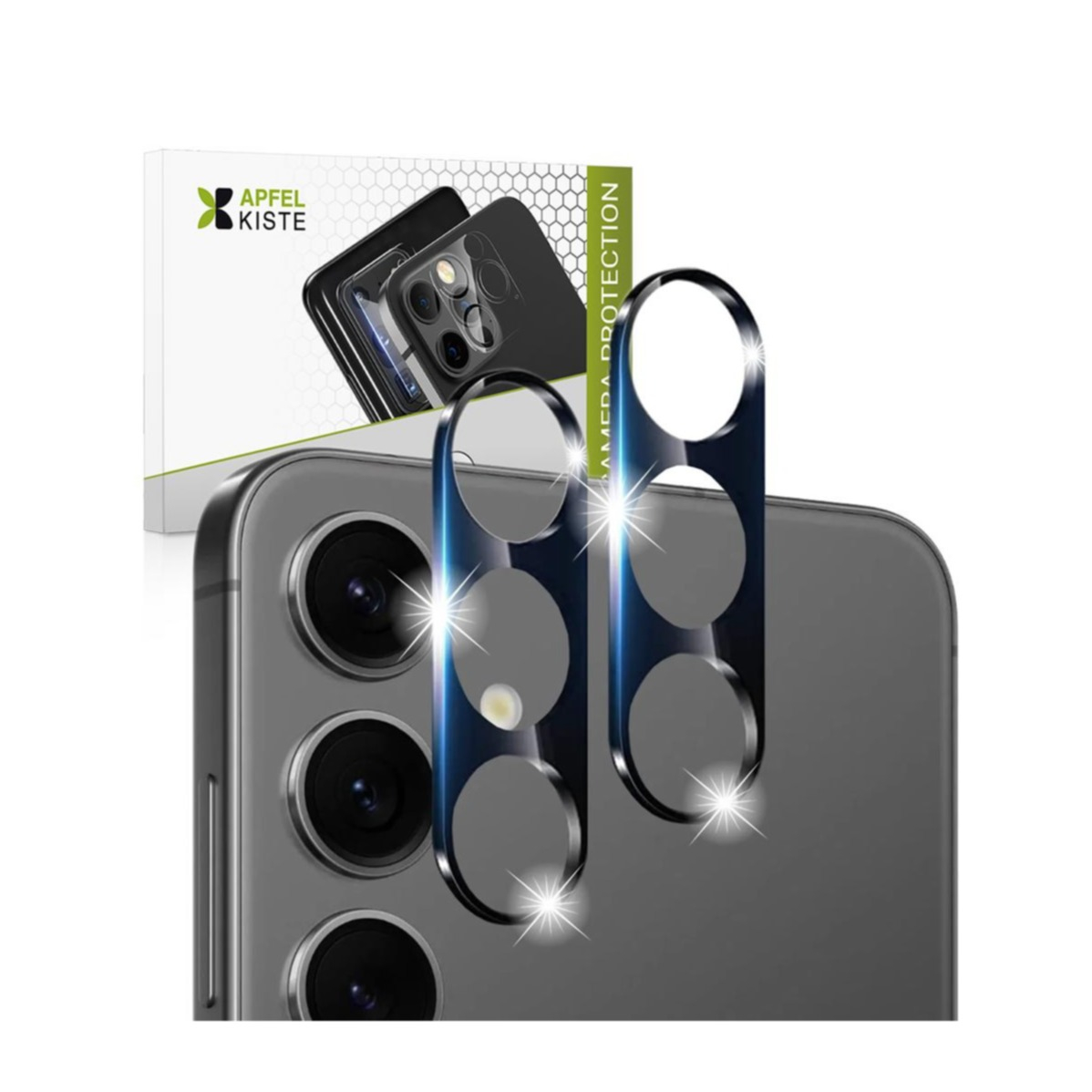 (2er Set) Samsung Galaxy S25  Plus Kamera Objektiv Protector Panzer Glas Case Friendly - Schwarz
