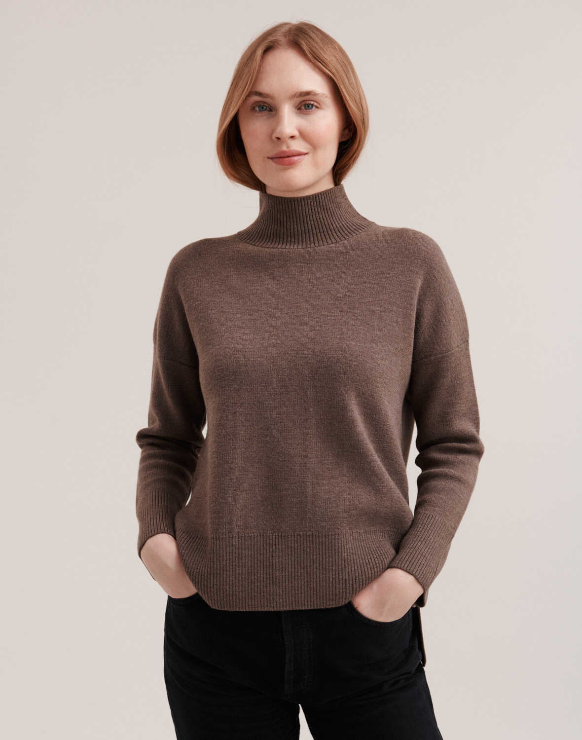 Sweater met hoge hals van merinowol voor dames