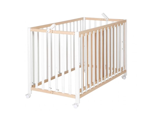 ROBA - Lit bébé Lit pliant en bois à barreaux fold up bois clair 60 x 120