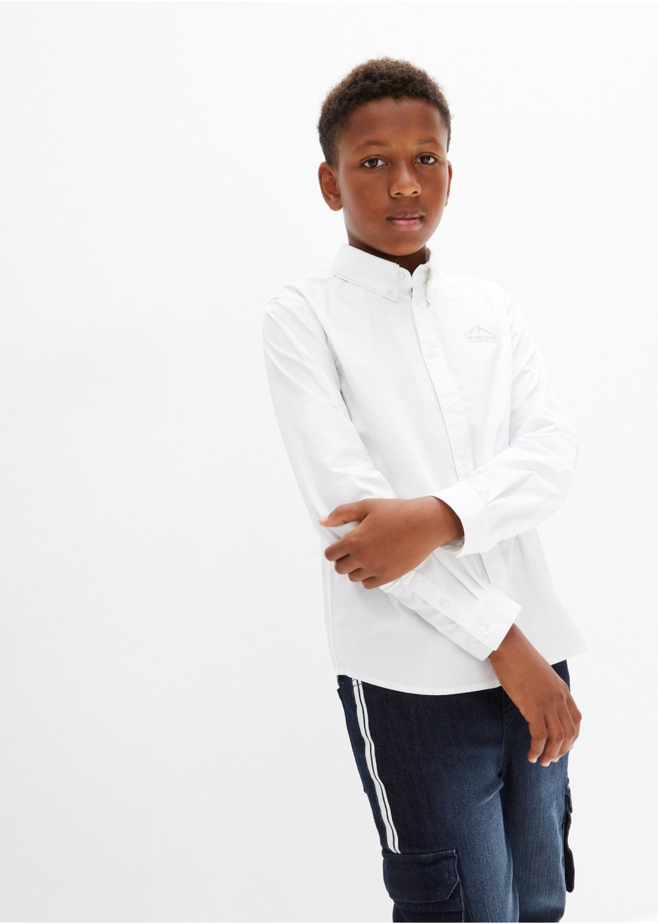 Chemise manches longues garçon avec broderie, Slim Fit
